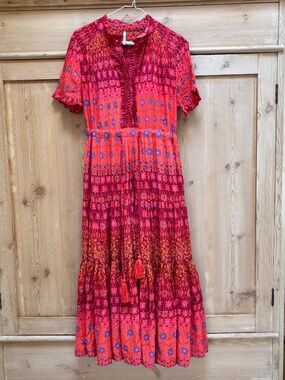 Free People Rare Feelings Maxi Dress Short Sleeve Size S